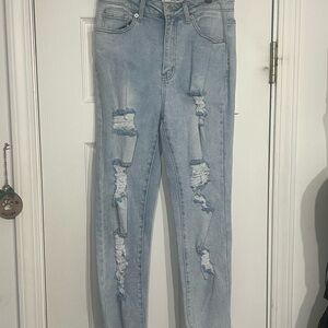 Light Blue Distressed Women's Jeans